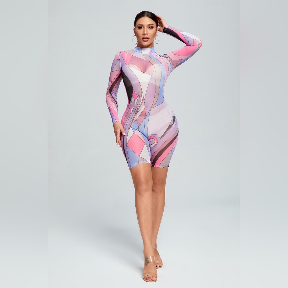 💜Retro Grade Color Wave Romper🩷 - Picture 5 of 12